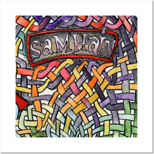 Samhain with Knotwork Background Posters and Art